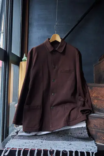 Y's for men 2002AW Brown Cotton Sweat-Fabric  Chin Strap Coverall Jacket