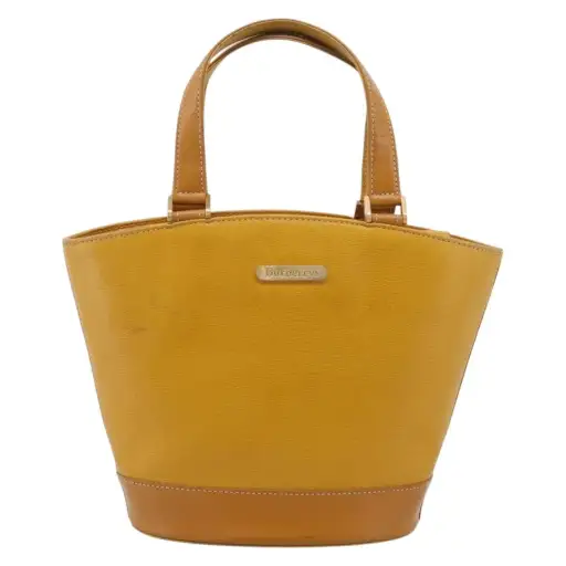 Burberry Handle Tote Leather Yellow Leather Tote Bag Bag (Pre-Owned)