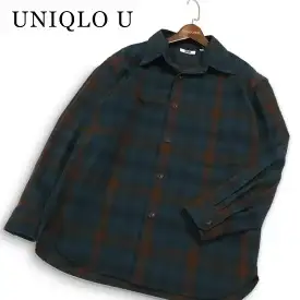 UNIQLO U ユニクロ ユー ルメール 秋冬★ 長袖 ヘビーフランネル チェック柄 オーバーサイズ シャツ Sz.S メンズ