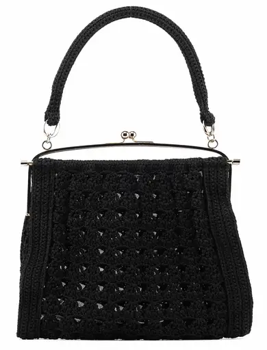 Black Wool Knit Clutch Handbag