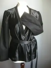 KARL DONOGHUE JACKET 14 12 large calf skin leather cardicoat belt shearling