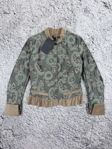 NWT Vintage Plein Sud Quilted Paisley Velvet Jacket Y2K S