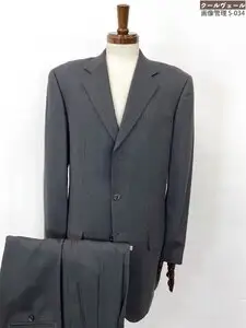 【アーストンボラージュ arrston volaju】3ボタン ストライプ織柄 スーツ ウール100％ (メンズ) size96A7 チャコールグレー ◎35MSB1414◎
