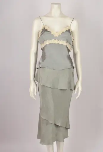 CHLOÉ S/S 1998 GREY SILK AND LACE SET
