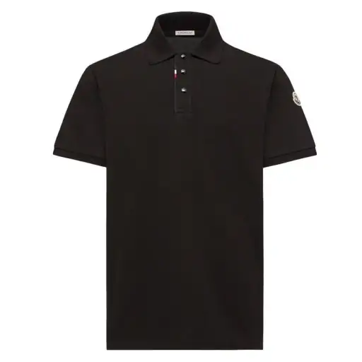 Logo Patch Pique Polo Shirt Black
