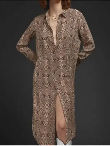 Norma Kamali Snakeskin Print Button-Up Midi Shirtdress