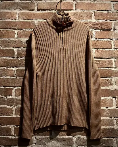 【Caka act3】“VERSACE CLASSIC” Leather Belt Decoration Vintage Half Zip Knit