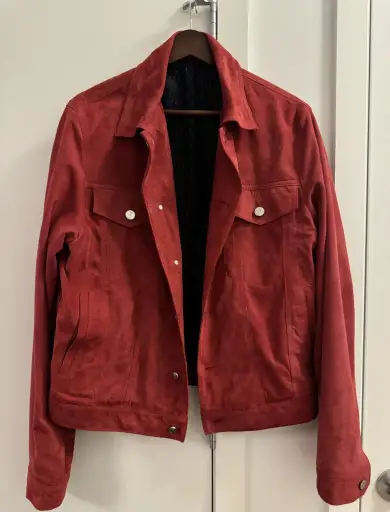 JJL RED SUEDE TRUCKER
