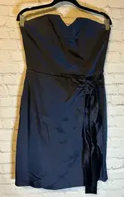 La Perla dark blue satin strapless dress, L(46IT)