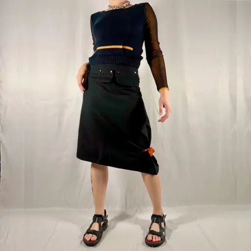 Y2K Vintage Cop Copine Asymmetrical Utility Skirt – Detachable Pocket Detail
