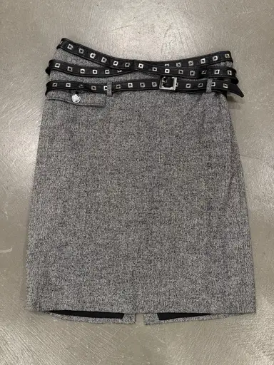 2000s Gianni Versace bondage studded wool skirt