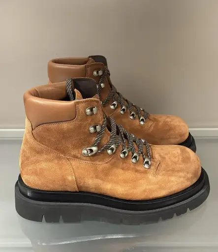 Lug Hiking Leather-Trimmed Suede Hiking Boots