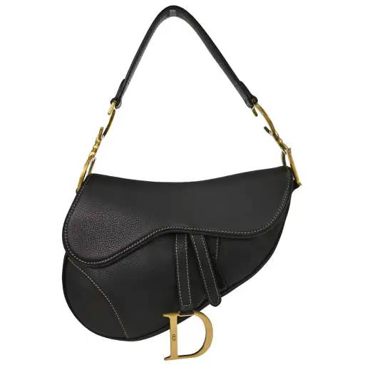 Christian Dior Black Leather Saddle Handbag