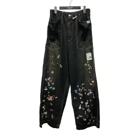 【中古】Maison MIHARA YASUHIRO　Sticker Prints Denim Baker Pants 総柄プリントイージーパンツ J14PT124 インディゴ サイズ：48 【110726】（メゾンミハラヤスヒロ）
