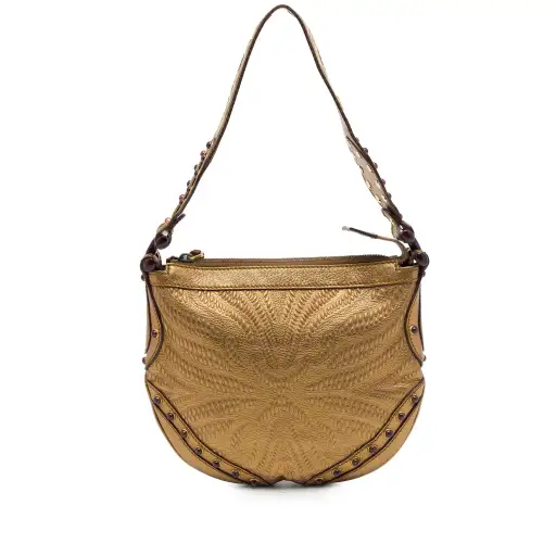 Gucci Metallic Embossed Calfskin Pelham Studded Hobo