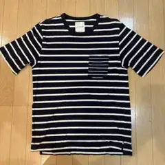 STILL BY HAND ボーダー ポケットTシャツ サイズ48 ネイビー