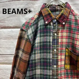 BEAMS+ クレイジーパターンネルシャツ チェック ボタンダウン M 日本製 ビームスプラス(BEAMS PLUS)のメンズのトップス(シャツ)の商品詳細ページへのリンク