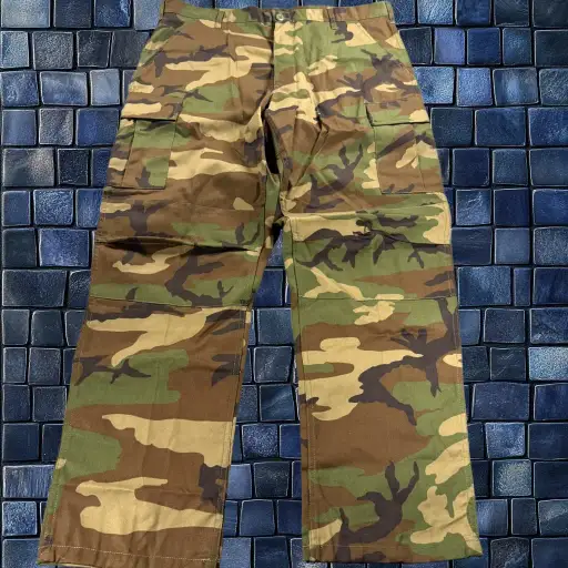 Backbone Cargo Pants Mens L 38x33 Woodland Camo Adjustable Waist Straight Leg