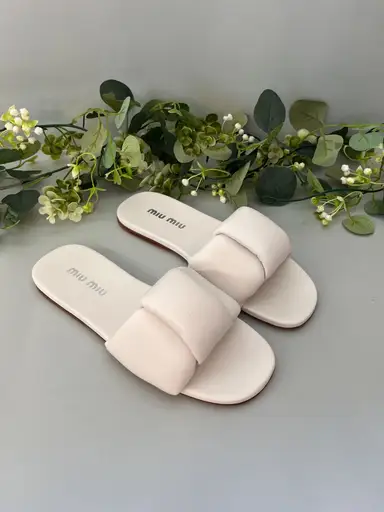 MIU MIU Padded Leather Slides Sandals Mules -- 38EU -- New🤍