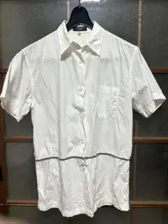 ジュリアーノフジワラ パイピング半袖比翼シャツ白GIULIANOFUJIWARA