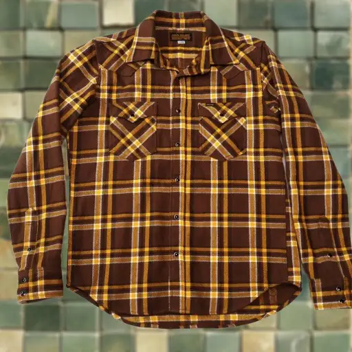 IRON HEART Western Shirt XL Ultra Heavy Flannel IHSH-372 Brown Mens
