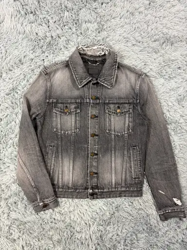 Saint Laurent 2017 Distressed Denim Grey Trucker Jacket - S