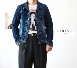 名作！.efiLevol “インサイドアウト” gimmick デニムGジャン size2　　MADE IN JAPAN（エフィレボル）ジャケット ブルゾン