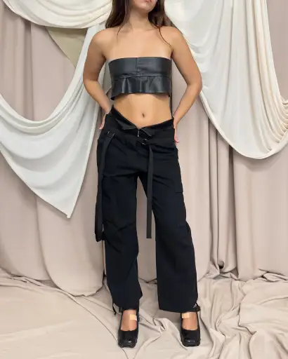 STRAIGHT LEG CARGO TROUSERS WITH UTILITY STRAPS by Plein Sud