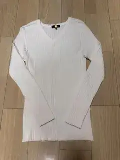5351 POUR LES HOMMES Vネックホールガーメントニット白　46