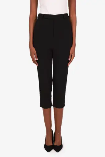Rick Owens Black Virgin Wool Pleated Straight Leg Pants Size 2