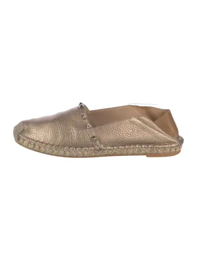 Rockstud Accents Leather Espadrilles