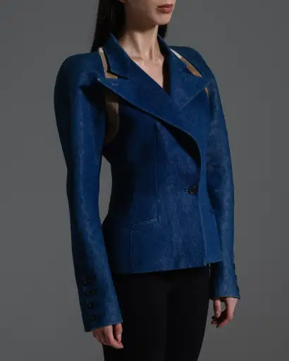 Alexander McQueen Fall 1997 Runway Denim and Ponyhair Blazer