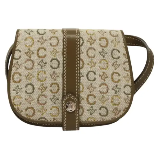 Celine Vintage Shoulder Bag Canvas Khaki Canvas Shoulder Bag Bag (Pre-Owned)