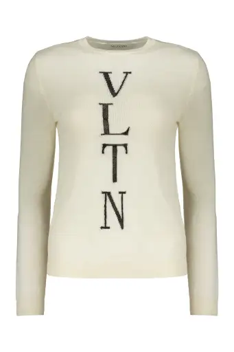 WOMEN'S CREAM WOOL CREWNECK SWEATER