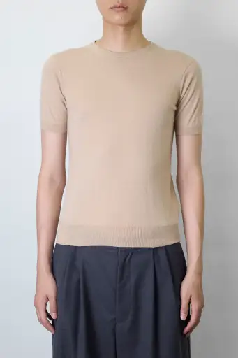 GIORGIO ARMANI BEIGE CASHMERE HALF SLEEVE KNIT MADE IN ITALY
