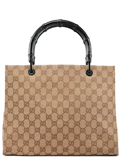 002 1016 Beige Brown GG Diana Bamboo Tote Bag