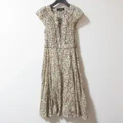 ISABEL MARANT イザベルマラン 総柄プリント スキッパーカラー ワンピース サイズ0 ベージュ レディース 春 夏 秋 冬 中古 古着 USED 良品