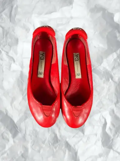 Y-3 - Red Leather Ballet Flats