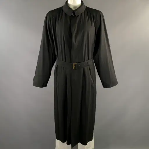 GIORGIO ARMANI Size 42 Black Wool & Nylon Trench Coat