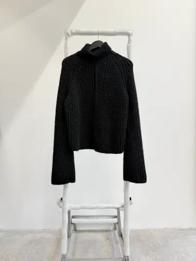 2000's Balenciaga by Nicolas Ghesquière Turtleneck Wool Knit With Contrasting Back Panel