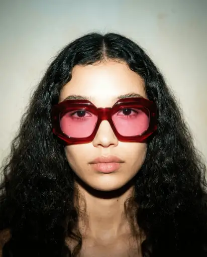 "Maxi Medusa Biggie" Squared Sunglasses – Red & Fuchsia (2022)