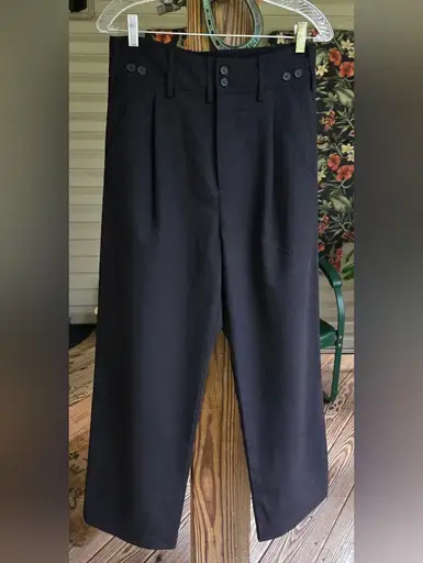 Forme d'Expression Black Tucked Pleated Virgin Wool Trousers Pants 40 US 4