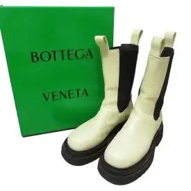 【中古】BOTTEGA VENETA ボッテガヴェネタ ラグ レザー サイドゴア ブーツ サイズ36 約23cm アイボリー レディース ブーツ 良品