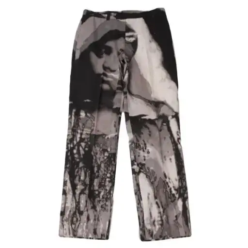 Jean Paul GAULTIER HOMME Face Graphic Pants White Size 50