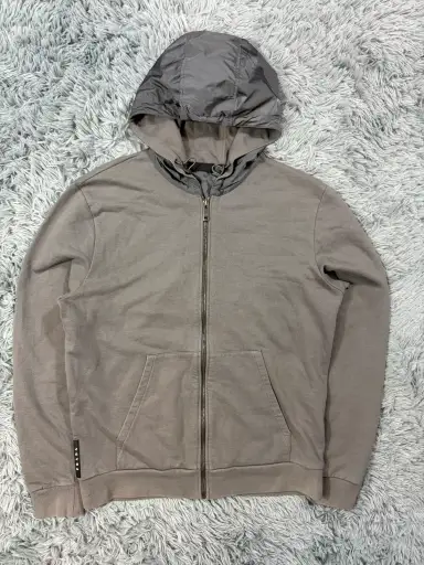 Prada 2021 Black Tab Grey Cotton Nylon Detailed Hoodie - M