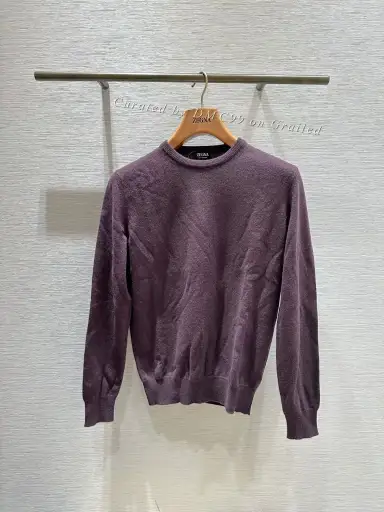Zegna Purple Cashmere Crewneck Sweater