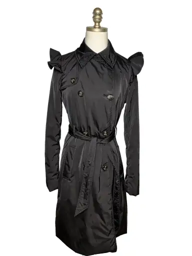 Women's Size 6 Love Moschino Black Double-Breasted Vintage Pre-Owned Rain Coat