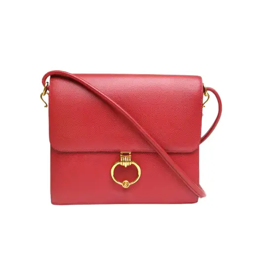 HERMES 53 bright red Epsom leather Gold Hardware single shoulder bag Rouge Vif(53) Epsom Leather