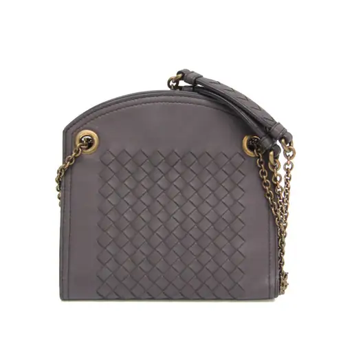 Bottega Veneta Intrecciato Chain Shoulder Bag Women's Leather Shoulder Bag Gr...