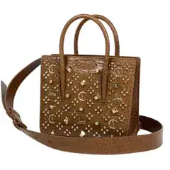 クリスチャンルブタン Christian Louboutin ハンドバッグ パロマ S ミニ 2WAY スタッズ 型押し レザー ブラウン レディース 【中古】